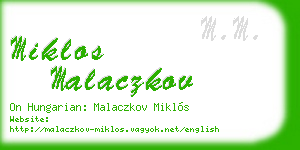 miklos malaczkov business card