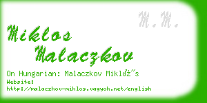 miklos malaczkov business card